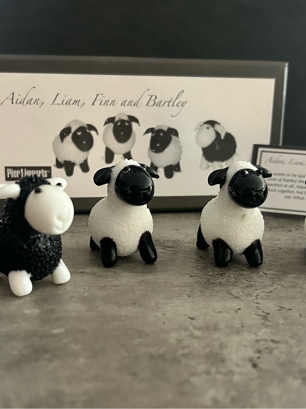 Pier 1 Black and White Sheep Figurine Trio - Cute Tabletop Accents